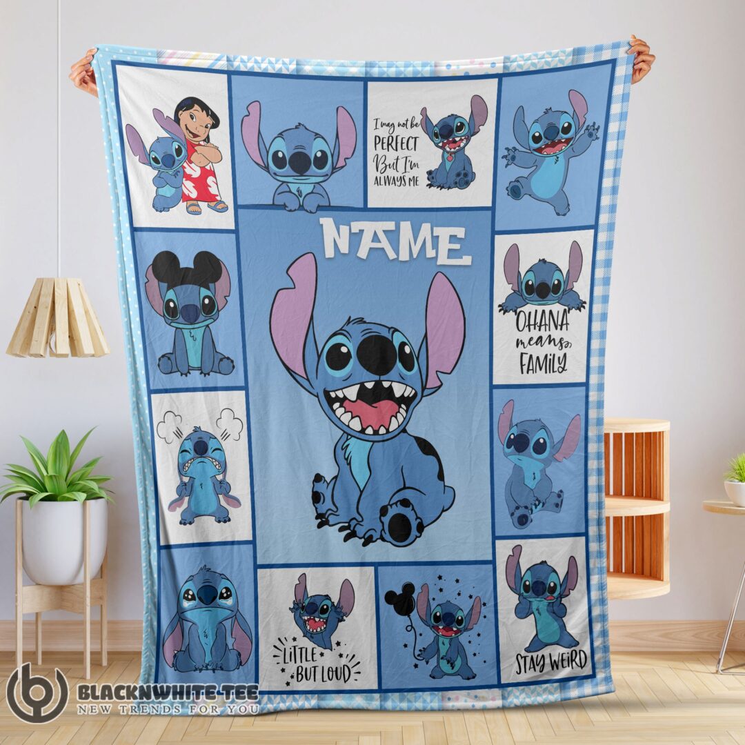 Top Cute Disney Cartoon Stitch With Friends Blanket Customize Blanket