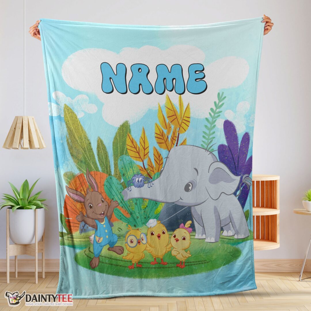 top-cute-elephant-safari-animal-for-boys-customized-blanket-mk-01-1 Top Cute Elephant Safari Animal For Boys Customized Blanket