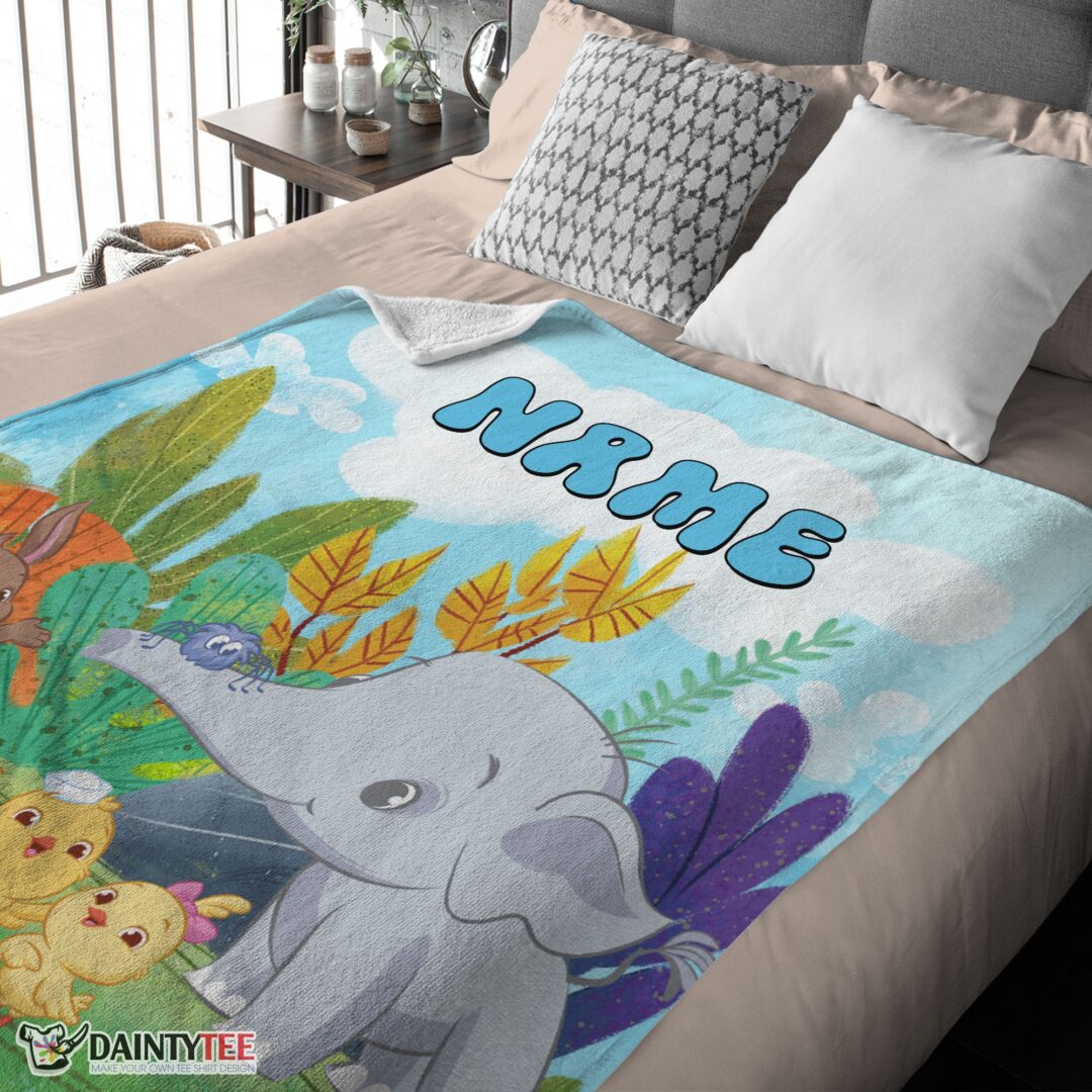 top-cute-elephant-safari-animal-for-boys-customized-blanket-mk-03 Top Cute Elephant Safari Animal For Boys Customized Blanket - Image 4