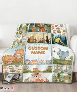 Top Cute Forest Animals Collage Whimsical Blanket Fleece Customized Blanket - Image 3