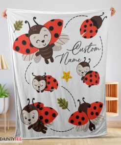 Top Cute Ladybug Cartoon Blanket Fleece Customized Blanket