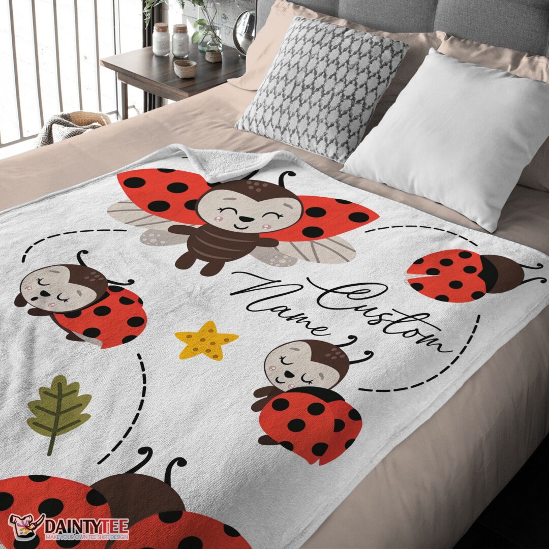 top-cute-ladybug-cartoon-blanket-fleece-customized-blanket-mk-03 Top Cute Ladybug Cartoon Blanket Fleece Customized Blanket - Image 4