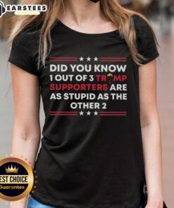 Funny tee featuring '1 Out of 3 Trump Supporters Are As Stupid As The Other 2' design, perfect for humorous political commentary.