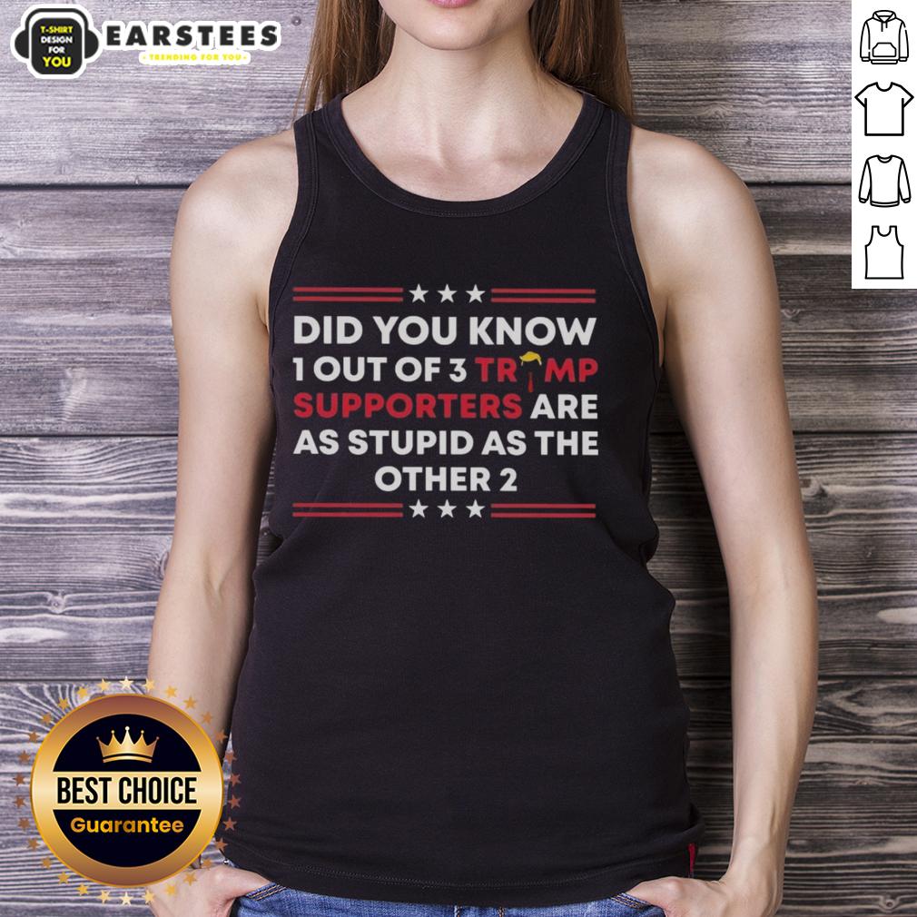 top-did-you-know-1-out-of-3-trump-supporters-are-as-stupid-as-the-other-2-tank-top Top Did You Know tank top featuring bold text about Trump supporters, highlighting a humorous statistic.