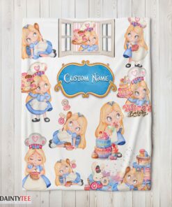Top Disney Alice Baking Alice In Wonderland Cake Blanket Fleece Customized Blanket