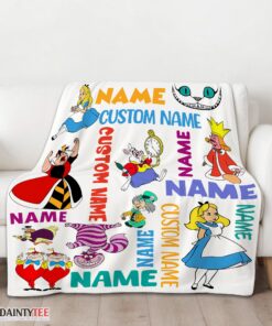 Top Disney Alice In Wonderland All Character Blanket Fleece Customized Blanket - Image 3