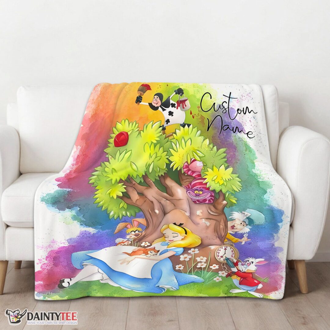 top-disney-alice-in-wonderland-dreaming-blanket-fleece-customized-blanket-mk-01 Top Disney Alice In Wonderland Dreaming Blanket Fleece Customized Blanket - Image 3