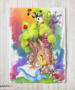 Top Disney Alice In Wonderland Dreaming Blanket Fleece Customized Blanket