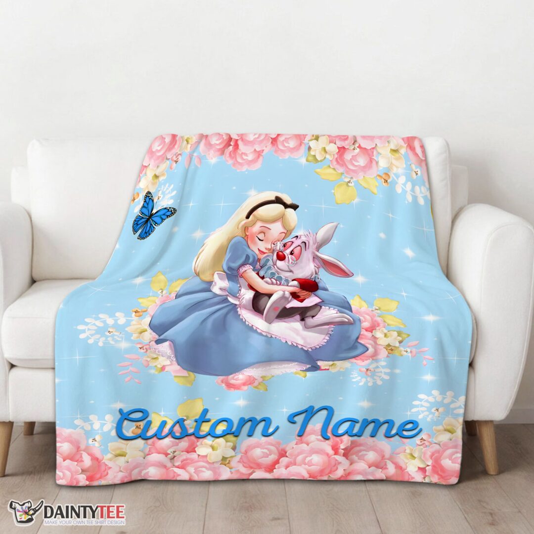 top-disney-alice-the-white-rabbit-alice-in-wonderland-blanket-fleece-customized-blanket-mk-01 Top Disney Alice & The White Rabbit Alice In Wonderland Blanket Fleece Customized Blanket - Image 3