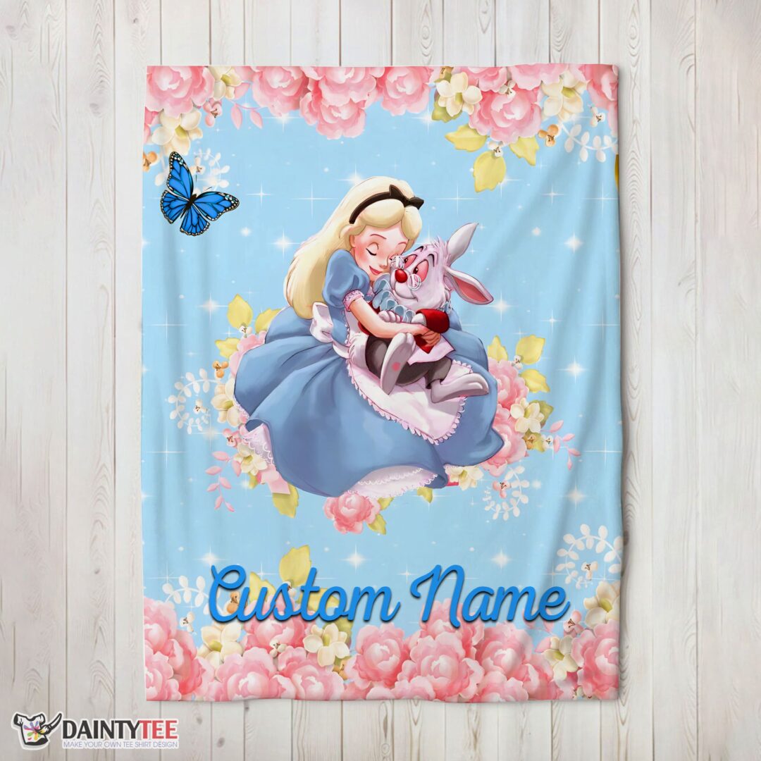 top-disney-alice-the-white-rabbit-alice-in-wonderland-blanket-fleece-customized-blanket-mk-02 Top Disney Alice & The White Rabbit Alice In Wonderland Blanket Fleece Customized Blanket