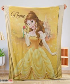 Top Disney Belle Princess Blanket Fleece Customized Blanket