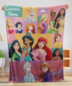 Top Disney Cartoon All Princess Characters Blanket Fleece Customized Blanket