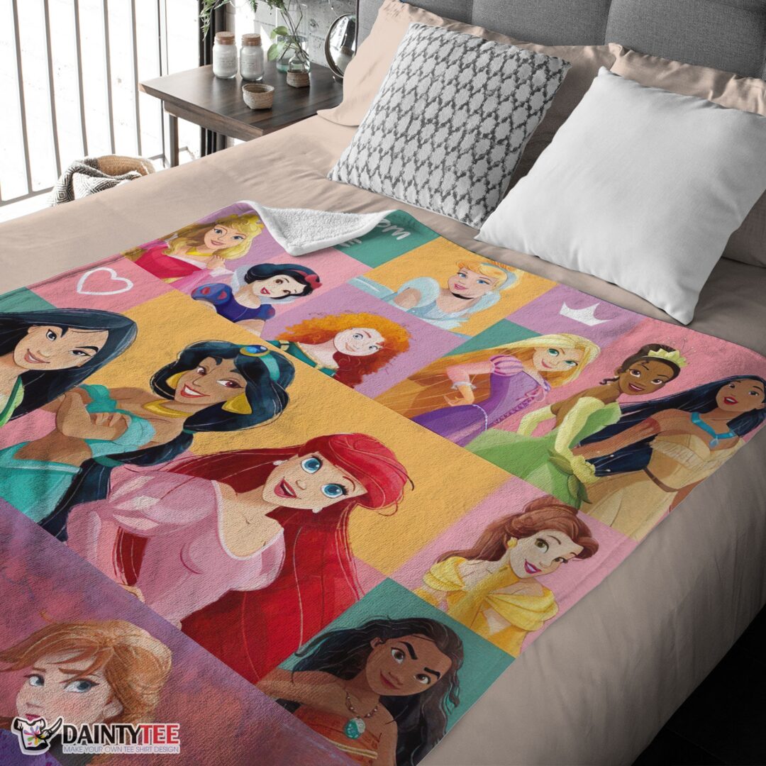 top-disney-cartoon-all-princess-characters-blanket-fleece-customized-blanket-mk-03 Top Disney Cartoon All Princess Characters Blanket Fleece Customized Blanket - Image 4