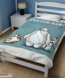 Top Disney Cartoon Big Hero 6 Baymax With Friends Blanket Fleece Customized Blanket - Image 3