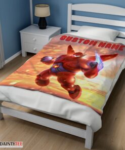Top Disney Cartoon Big Hero 6 Red Baymax Blanket - Image 3