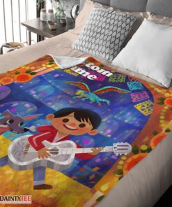 Top Disney Cartoon COCO Boy With Guitar Cute Blanket Fleece Customized Blanket - Image 4