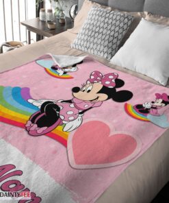 Top Disney Cartoon Minnie With Rainbow Blanket Fleece Customized Blanket - Image 4