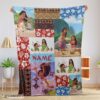 Top Disney Cartoon Moana Family With Friends Blanket Fleece Customized Blanket
