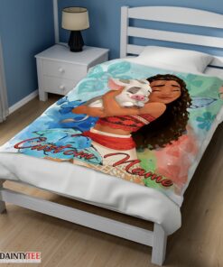 Top Disney Cartoon Moana Family With Friends Cute Blanket Fleece Customized Blanket - Image 3