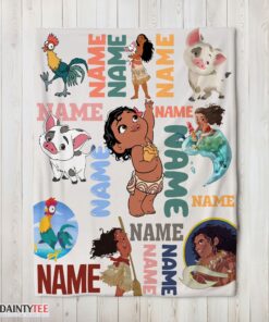 Top Disney Cartoon Moana With Friends Blanket Fleece Customized Blanket