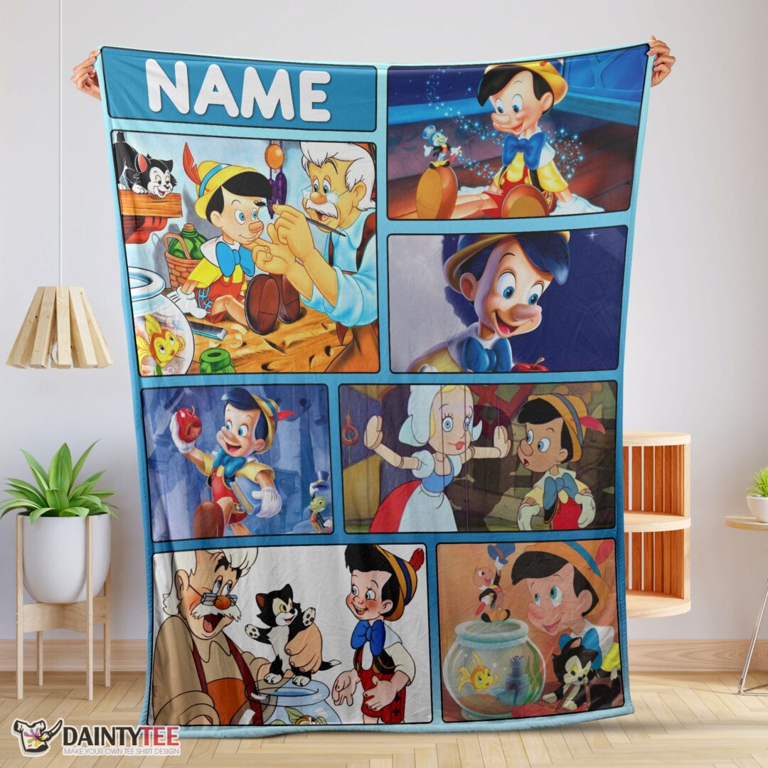 top-disney-cartoon-pinocchio-with-friends-blanket-fleece-customized-blanket-mk-01 Top Disney Cartoon Pinocchio With Friends Blanket Fleece Customized Blanket