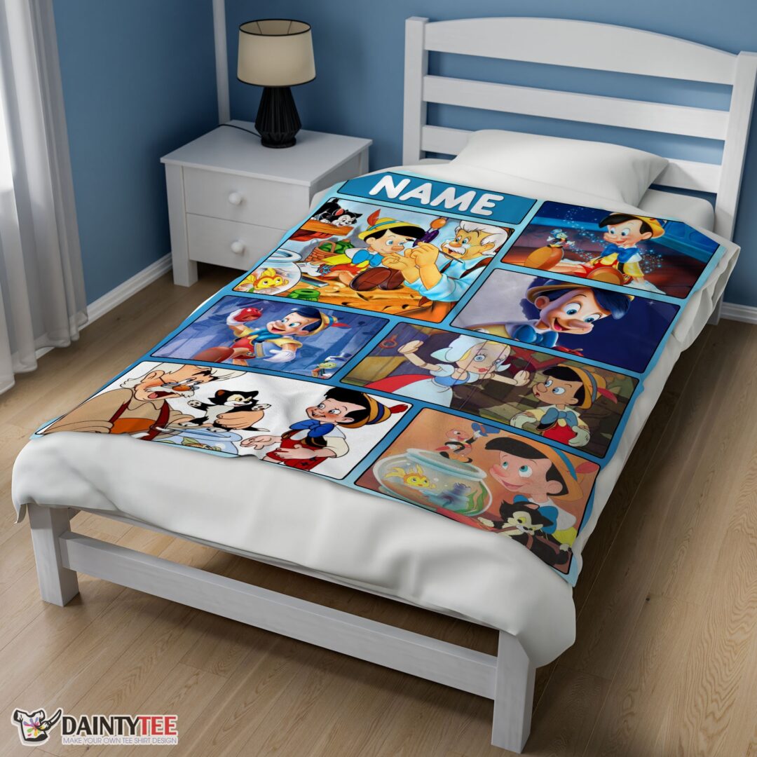 top-disney-cartoon-pinocchio-with-friends-blanket-fleece-customized-blanket-mk-02 Top Disney Cartoon Pinocchio With Friends Blanket Fleece Customized Blanket - Image 3