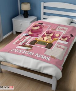 Top Disney Cartoon Toy Story Cute Lotso Grid Photos Blanket - Image 3