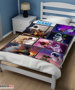 Top Disney Cartoon Wall-E And Eve Blanket Fleece Customized Blanket - Image 3