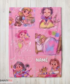 Top Disney Cute Kids Princess Sketches Blanket Fleece Customized Blanket