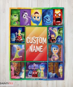 Top Disney Inside Out Colorful Collage Blanket Fleece Customized Blanket