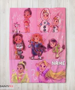 Top Disney Kids Princess Sketches Blanket Fleece Customized Blanket