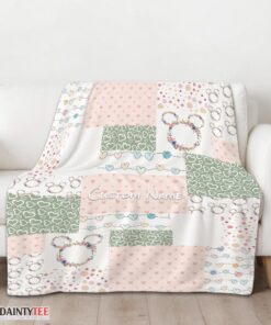 Top Disney Mickey Logo Heart Texture Blanket Fleece Customized Blanket - Image 3