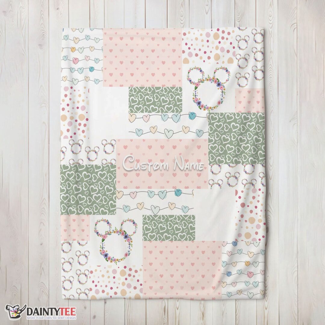 top-disney-mickey-logo-heart-texture-blanket-fleece-customized-blanket-mk-02 Top Disney Mickey Logo Heart Texture Blanket Fleece Customized Blanket