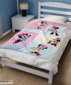 Top Disney Minnie Mouse Patchwork Pattern Blanket Fleece Customized Blanket - Image 3