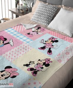 Top Disney Minnie Mouse Patchwork Pattern Blanket Fleece Customized Blanket - Image 4
