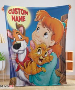 Top Disney Oliver & Company Jenny Foxworth Oliver Dodger With Friends Blanket Fleece Customized Blanket