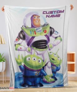 Top Disney Pixar Buzz Lightyear And The Little Green Men Fleece Customized Blanket