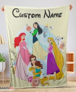 Top Disney Princess Ariel Mulan Rapunzel Belle Princess Blanket Fleece Customized Blanket