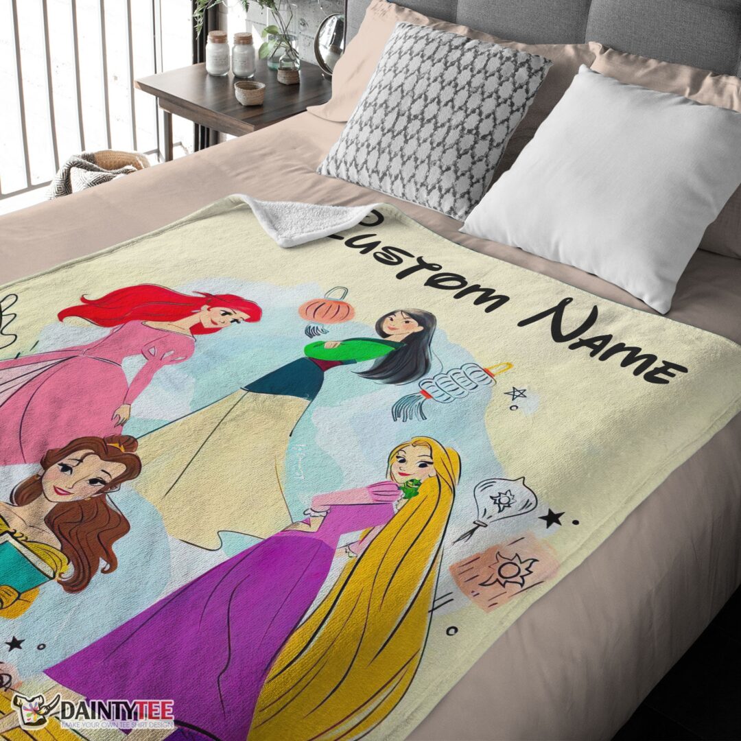 top-disney-princess-ariel-mulan-rapunzel-belle-princess-blanket-fleece-customized-blanket-mk-03 Top Disney Princess Ariel Mulan Rapunzel Belle Princess Blanket Fleece Customized Blanket - Image 4