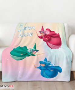 Top Disney Sleeping Beauty Three Good Fairies Blanket Fleece Customized Blanket - Image 3