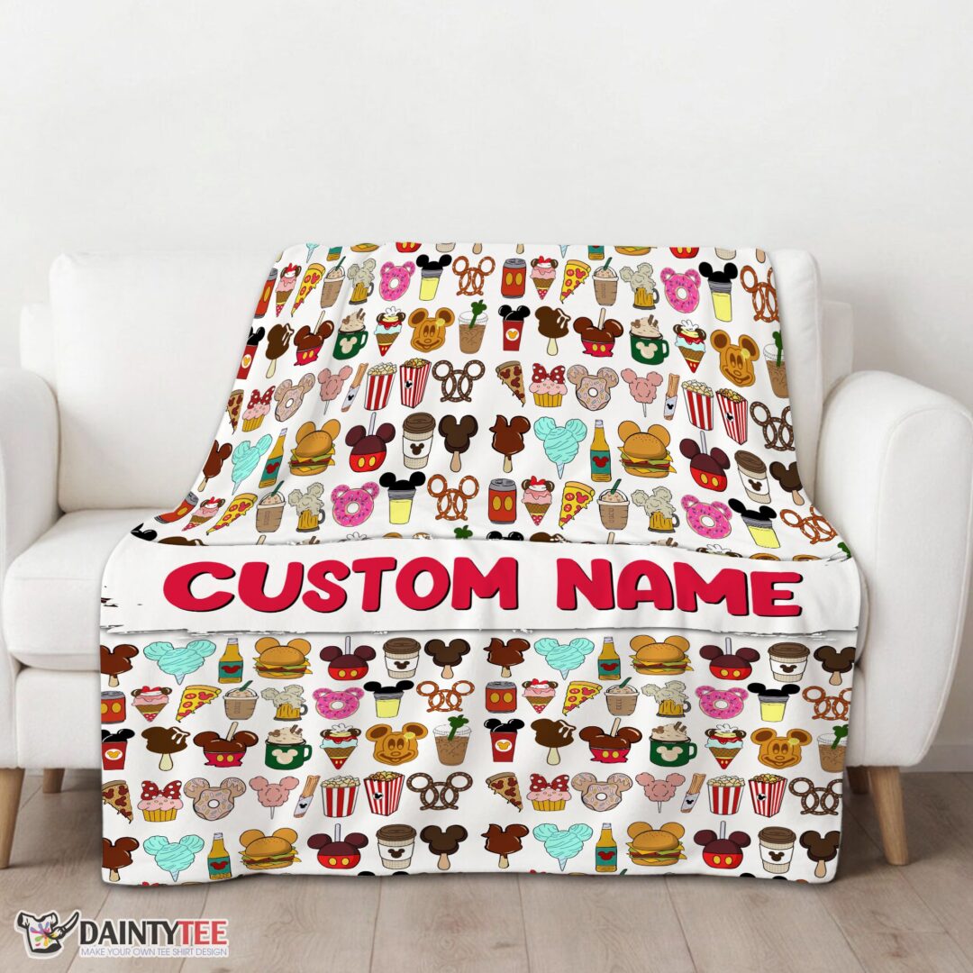 top-disney-snack-club-food-pattern-blanket-fleece-customized-blanket-mk-01 Top Disney Snack Club Food Pattern Blanket Fleece Customized Blanket - Image 3