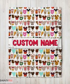 Top Disney Snack Club Food Pattern Blanket Fleece Customized Blanket