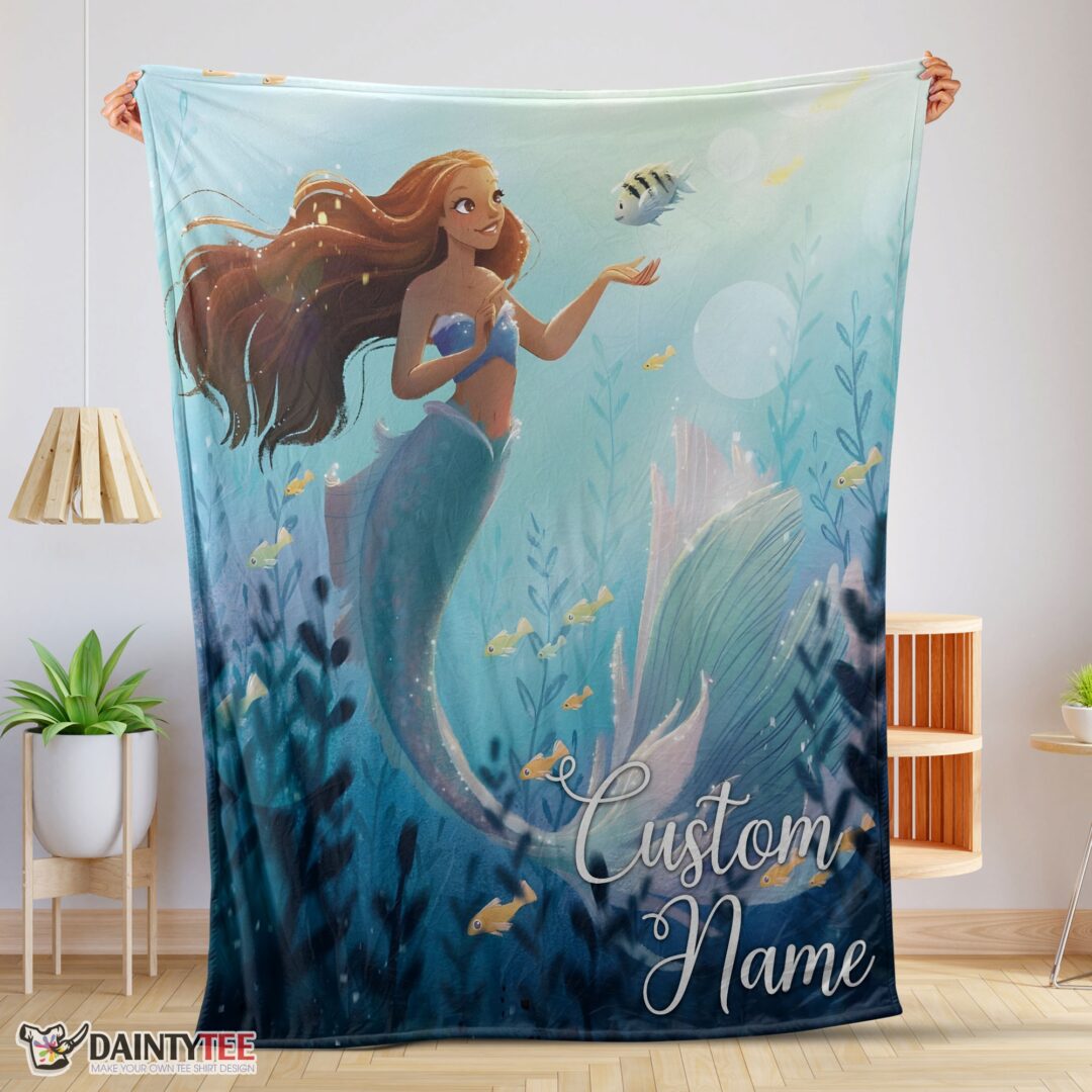 top-disney-the-little-mermaid-ariel-princess-fleece-family-princess-customized-blanket-mk-01 Top Disney The Little Mermaid Ariel Princess Fleece Family Princess Customized Blanket