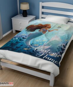 Top Disney The Little Mermaid Ariel Princess Fleece Family Princess Customized Blanket - Image 3