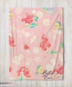 Top Disney The Little Mermaid & Flounder Delicate Watercolor Blanket Fleece Customized Blanket