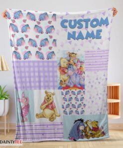 Top Disney Winnie The Pooh Friends Collage Poster Blanket Fleece Customized Blanket