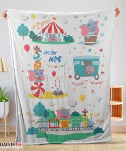 Top Dumbo Personalized Minky Blanket Circus Elephant Nursery Blanket Fleece Customized Blanket