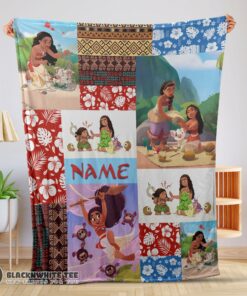 Top Good Cute Disney Cartoon Moana Family With Friends Blanket Fleece Customized Blanket