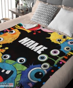 Top Happy Monster Coloring Blanket Fleece Customized Blanket - Image 3