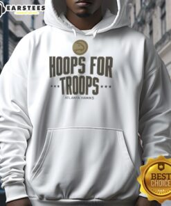 Top Hoops for Troops Atlanta Hawks basketball hoodie featuring team colors and logo, perfect for fans and supporters.
